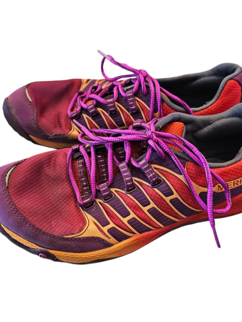 Women's Merrell All Out Fuse Unifly J06326 Purple Orange Running Shoes Size 9.5